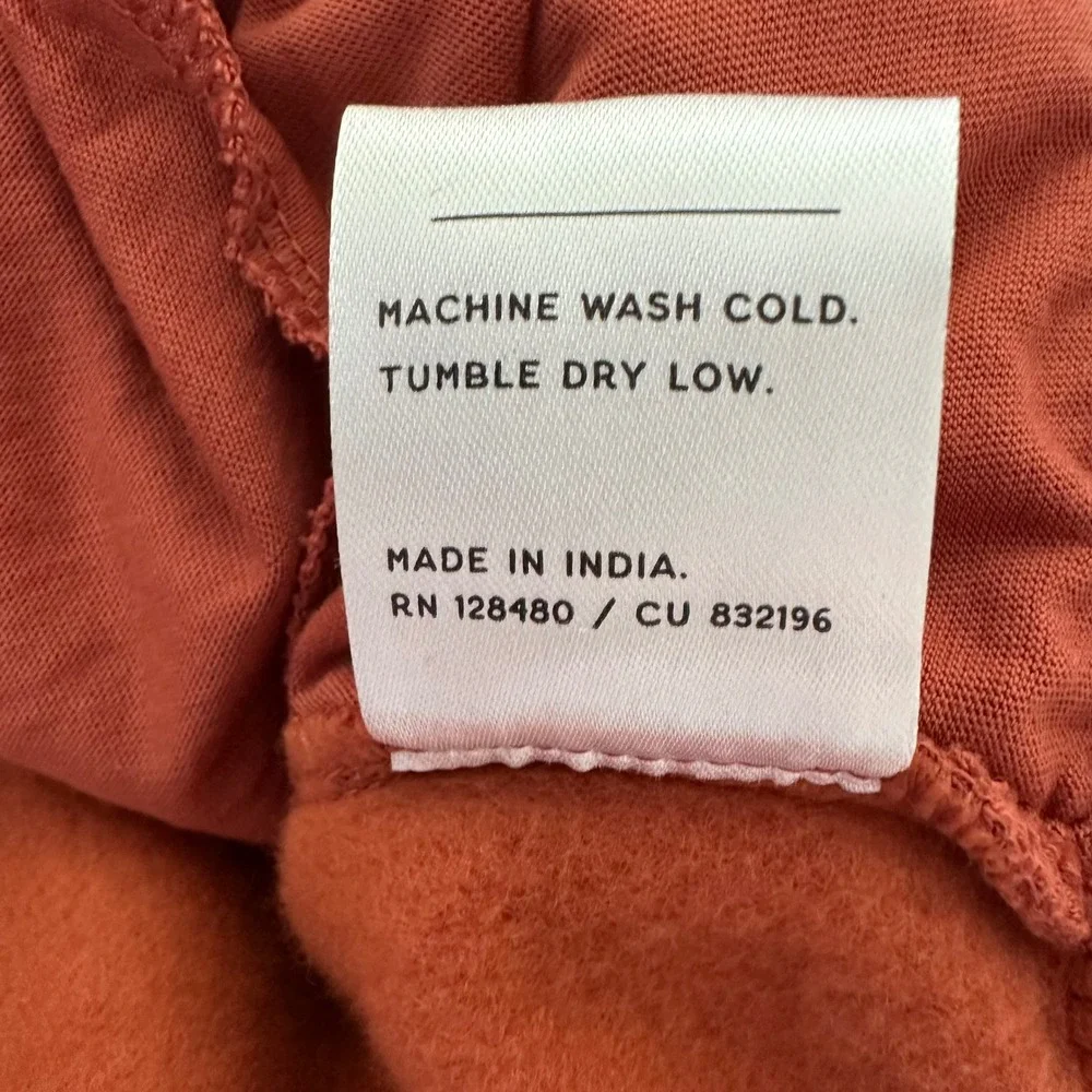Pact Mens XL Burnt Orange‎ Organic Cotton Fleece Crewneck Sweatshirt Pockets - Picture 8 of 9